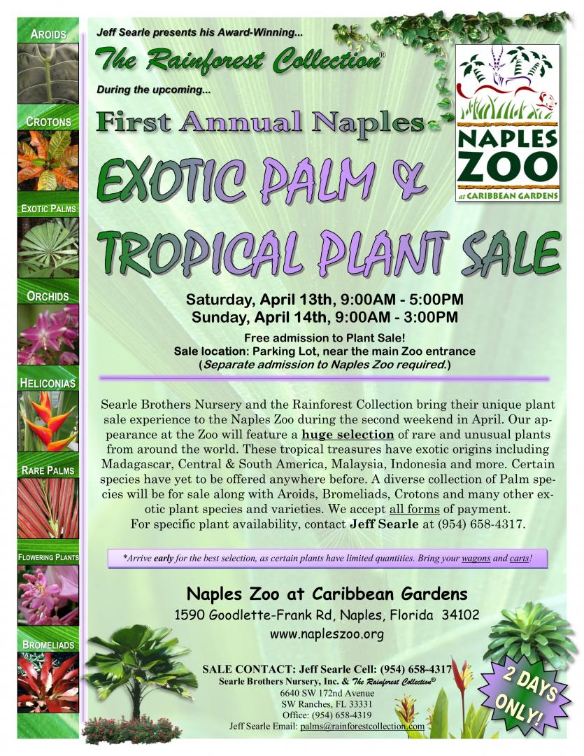 The 'Ganza Heads to the West Coast! - The First Annual Naples Palm & Tropical Plant Sale - April 13th & 14th - 2019